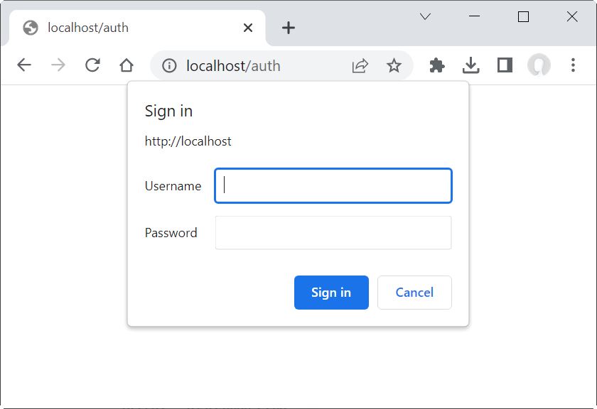 HTTP authentification prompt in Chrome