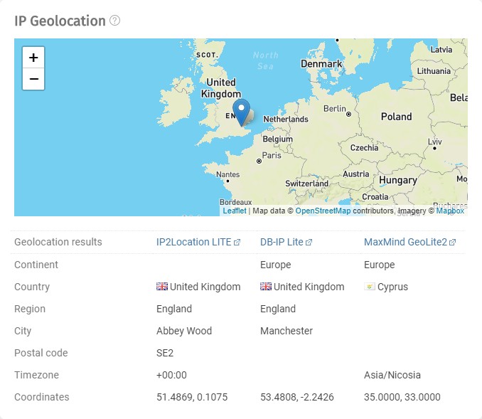 Geolocation of the IP address 31.220.20.202