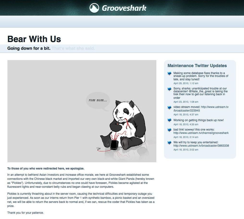 Grooveshark - Bear with us